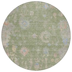 Machine Washable Indoor/Outdoor Chantille ACN2302 Green 8' x 8' Round Rug