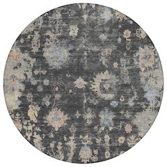 Machine Washable Indoor/Outdoor Chantille ACN2302 Gray 8' x 8' Round Rug