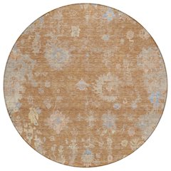 Machine Washable Indoor/Outdoor Chantille ACN2302 Orange 8' x 8' Round Rug