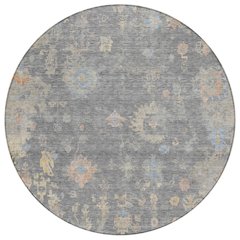 Machine Washable Indoor/Outdoor Chantille ACN2302 Gray 8' x 8' Round Rug