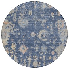 Machine Washable Indoor/Outdoor Chantille ACN2302 Blue 8' x 8' Round Rug