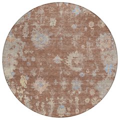 Machine Washable Indoor/Outdoor Chantille ACN2302 Orange 8' x 8' Round Rug