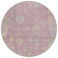 Machine Washable Indoor/Outdoor Chantille ACN2302 Pink 8' x 8' Round Rug