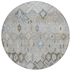 Machine Washable Indoor/Outdoor Chantille ACN2303 Brown 8' x 8' Round Rug