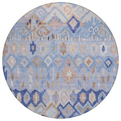 Machine Washable Indoor/Outdoor Chantille ACN2303 Blue 8' x 8' Round Rug