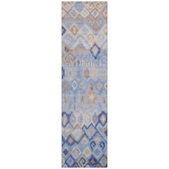 Machine Washable Indoor/Outdoor Chantille ACN2303 Blue 2'3" x 7'6" Runner Rug