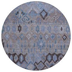 Machine Washable Indoor/Outdoor Chantille ACN2303 Brown 8' x 8' Round Rug