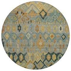 Machine Washable Indoor/Outdoor Chantille ACN2303 Green 8' x 8' Round Rug