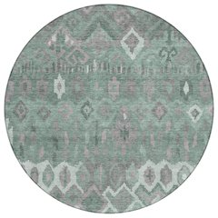 Machine Washable Indoor/Outdoor Chantille ACN2304 Green 8' x 8' Round Rug