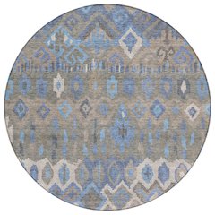 Machine Washable Indoor/Outdoor Chantille ACN2304 Blue 8' x 8' Round Rug