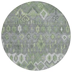 Machine Washable Indoor/Outdoor Chantille ACN2304 Gray 8' x 8' Round Rug
