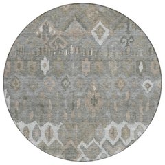 Machine Washable Indoor/Outdoor Chantille ACN2304 Gray 8' x 8' Round Rug