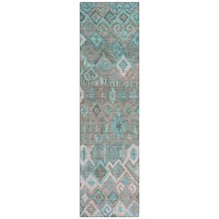 Machine Washable Indoor/Outdoor Chantille ACN2304 Teal 2'3" x 7'6" Runner Rug