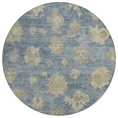 Machine Washable Indoor/Outdoor Chantille ACN2305 Blue 8' x 8' Round Rug