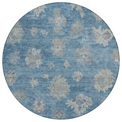 Machine Washable Indoor/Outdoor Chantille ACN2305 Blue 8' x 8' Round Rug