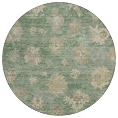 Machine Washable Indoor/Outdoor Chantille ACN2305 Green 8' x 8' Round Rug