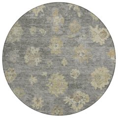 Machine Washable Indoor/Outdoor Chantille ACN2305 Gray 8' x 8' Round Rug