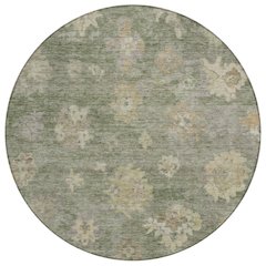 Machine Washable Indoor/Outdoor Chantille ACN2305 Green 8' x 8' Round Rug