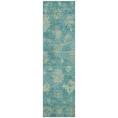Machine Washable Indoor/Outdoor Chantille ACN2305 Teal 2'3" x 7'6" Runner Rug