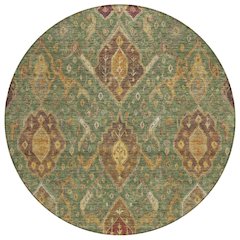 Machine Washable Indoor/Outdoor Chantille ACN2306 Green 8' x 8' Round Rug