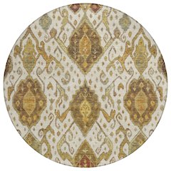 Machine Washable Indoor/Outdoor Chantille ACN2306 Ivory 8' x 8' Round Rug