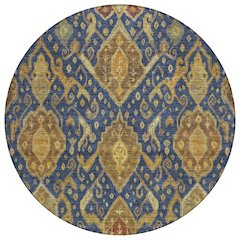 Machine Washable Indoor/Outdoor Chantille ACN2306 Blue 8' x 8' Round Rug