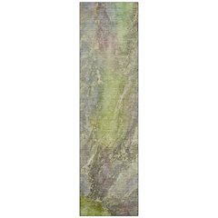 Machine Washable Indoor/Outdoor Chantille ACN2307 Green 2'3" x 7'6" Runner Rug