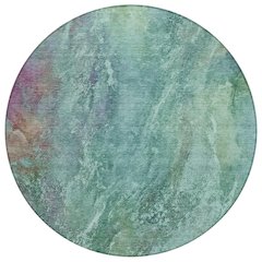Machine Washable Indoor/Outdoor Chantille ACN2308 Teal 8' x 8' Round Rug