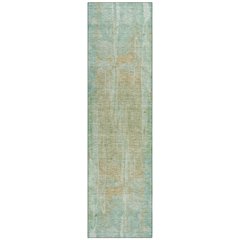 Machine Washable Indoor/Outdoor Chantille ACN2309 Teal 2'3" x 7'6" Runner Rug