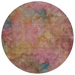 Machine Washable Indoor/Outdoor Chantille ACN2312 Pink 8' x 8' Round Rug