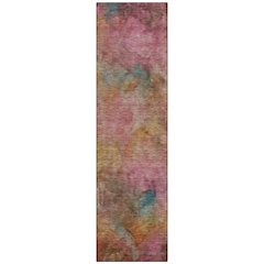 Machine Washable Indoor/Outdoor Chantille ACN2312 Pink 2'3" x 7'6" Runner Rug