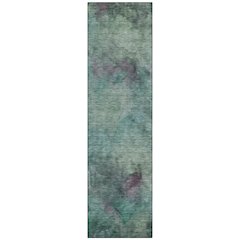 Machine Washable Indoor/Outdoor Chantille ACN2312 Teal 2'3" x 7'6" Runner Rug