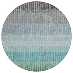 Machine Washable Indoor/Outdoor Chantille ACN2314 Teal 8' x 8' Round Rug
