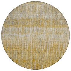 Machine Washable Indoor/Outdoor Chantille ACN2317 Gold 8' x 8' Round Rug