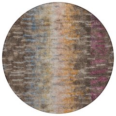 Machine Washable Indoor/Outdoor Chantille ACN2318 Brown 8' x 8' Round Rug