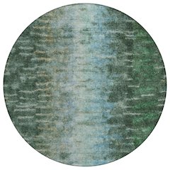 Machine Washable Indoor/Outdoor Chantille ACN2318 Green 8' x 8' Round Rug