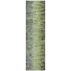 Machine Washable Indoor/Outdoor Chantille ACN2318 Green 2'3" x 7'6" Runner Rug