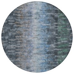 Machine Washable Indoor/Outdoor Chantille ACN2318 Teal 8' x 8' Round Rug