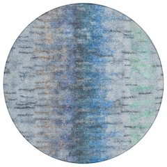 Machine Washable Indoor/Outdoor Chantille ACN2319 Blue 8' x 8' Round Rug