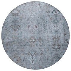 Machine Washable Indoor/Outdoor Chantille ACN2320 Blue 8' x 8' Round Rug