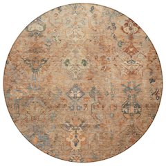 Machine Washable Indoor/Outdoor Chantille ACN2320 Orange 8' x 8' Round Rug