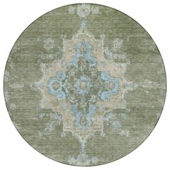 Machine Washable Indoor/Outdoor Chantille ACN2321 Green 8' x 8' Round Rug