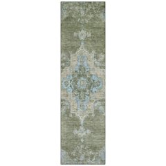 Machine Washable Indoor/Outdoor Chantille ACN2321 Green 2'3" x 7'6" Runner Rug