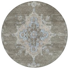Machine Washable Indoor/Outdoor Chantille ACN2321 Brown 8' x 8' Round Rug