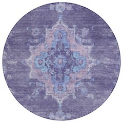 Machine Washable Indoor/Outdoor Chantille ACN2321 Purple 8' x 8' Round Rug