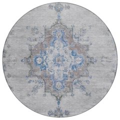Machine Washable Indoor/Outdoor Chantille ACN2321 Gray 8' x 8' Round Rug