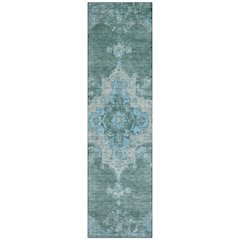 Machine Washable Indoor/Outdoor Chantille ACN2321 Teal 2'3" x 7'6" Runner Rug
