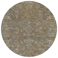 Machine Washable Indoor/Outdoor Chantille ACN2322 Brown 8' x 8' Round Rug