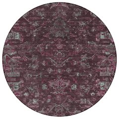 Machine Washable Indoor/Outdoor Chantille ACN2322 Red 8' x 8' Round Rug
