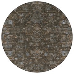 Machine Washable Indoor/Outdoor Chantille ACN2322 Brown 8' x 8' Round Rug